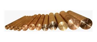 Barras de bronce de diferentes diámetros organizados del más chico al más grande de izquierda a derecha